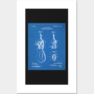 Light Bulb Patent - Designer Industrial Design Art - Blueprint Posters and Art